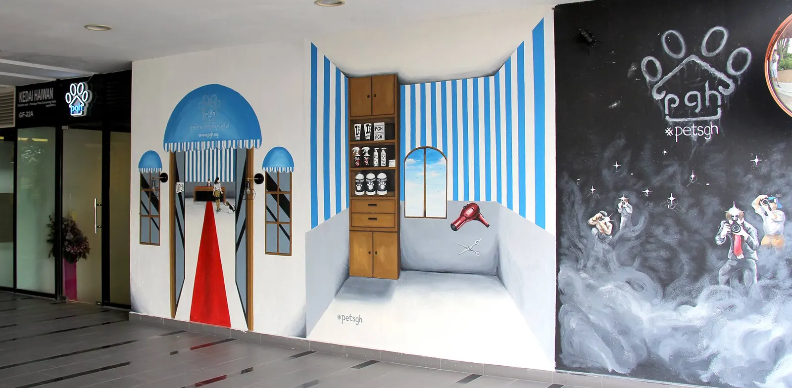 The PGH storefront and mural wall at Main Place Mall, USJ 21